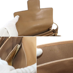 CELINE Macadam Shoulder Bag Leather Beige Gold Hardware