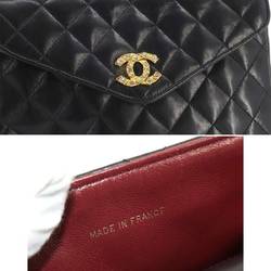 CHANEL Matelasse Chain Shoulder Bag Rhinestone Leather Black Gold Metal Fittings Coco Mark