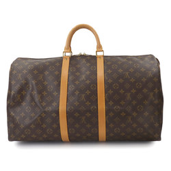 Louis Vuitton Monogram Keepall 55 Boston Bag Brown M41424 Gold Hardware