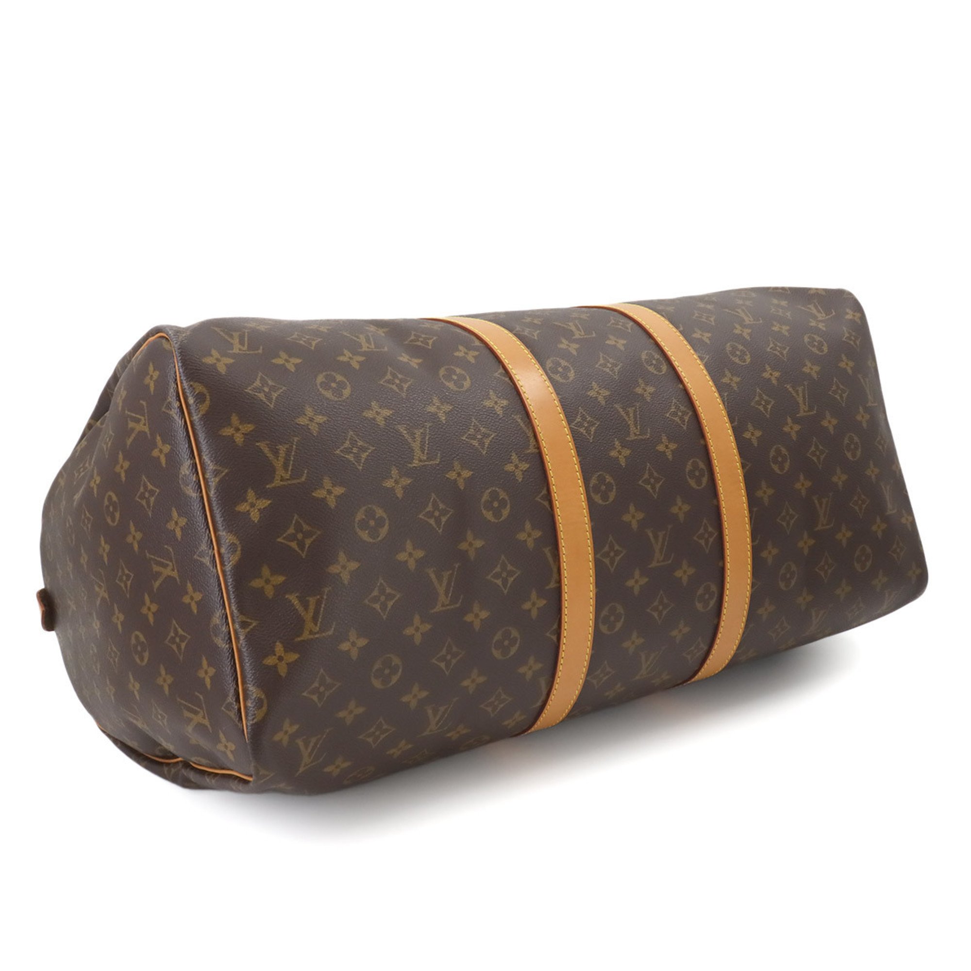 Louis Vuitton Monogram Keepall 55 Boston Bag Brown M41424 Gold Hardware