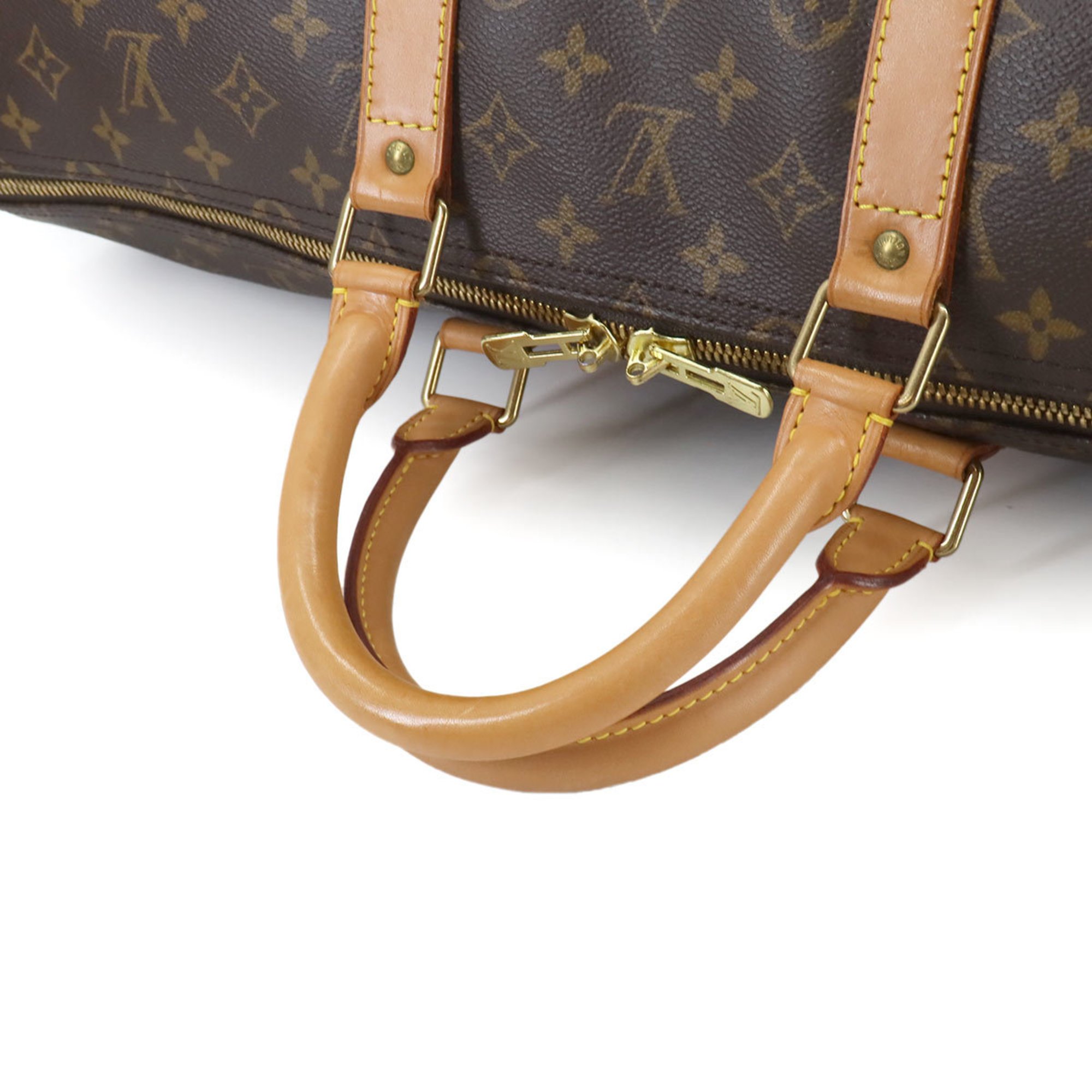 Louis Vuitton Monogram Keepall 55 Boston Bag Brown M41424 Gold Hardware