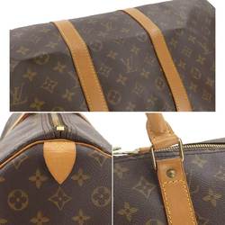 Louis Vuitton Monogram Keepall 55 Boston Bag Brown M41424 Gold Hardware