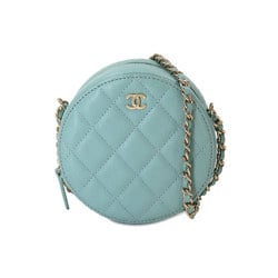 CHANEL Matelasse Classic Chain Shoulder Bag Caviar Skin Light Green AP0245