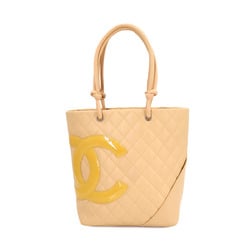 CHANEL Cambon Line Medium Tote, Leather, Beige, Orange, A25167, Silver Hardware