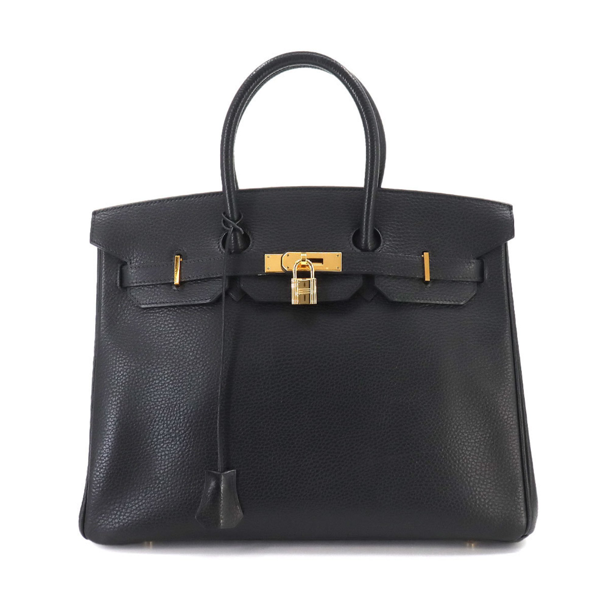 Hermes Birkin 35 Hand Bag Ardennes Black G Stamp Gold Hardware