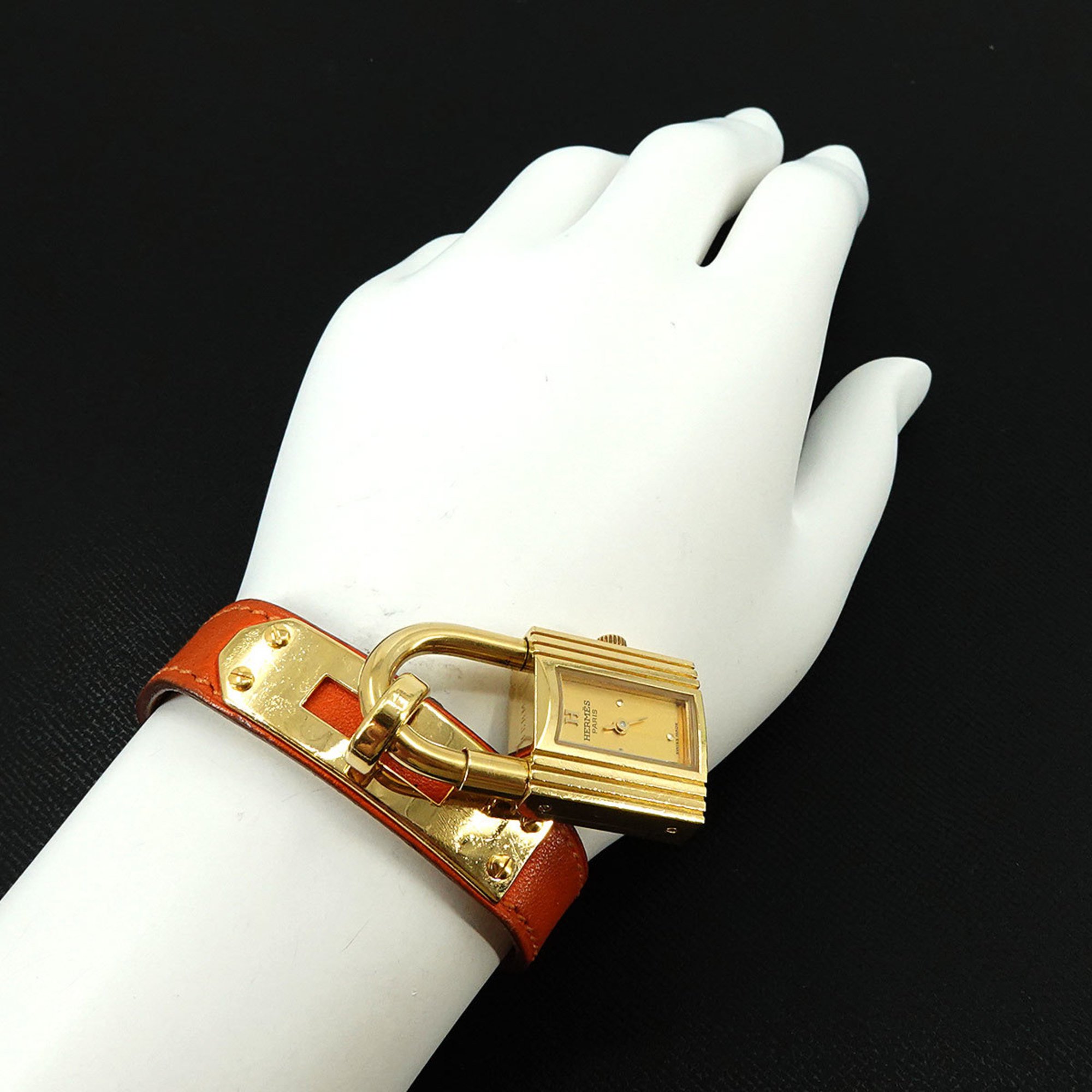 Hermes Kelly Watch Ladies' Gold Quartz Padlock