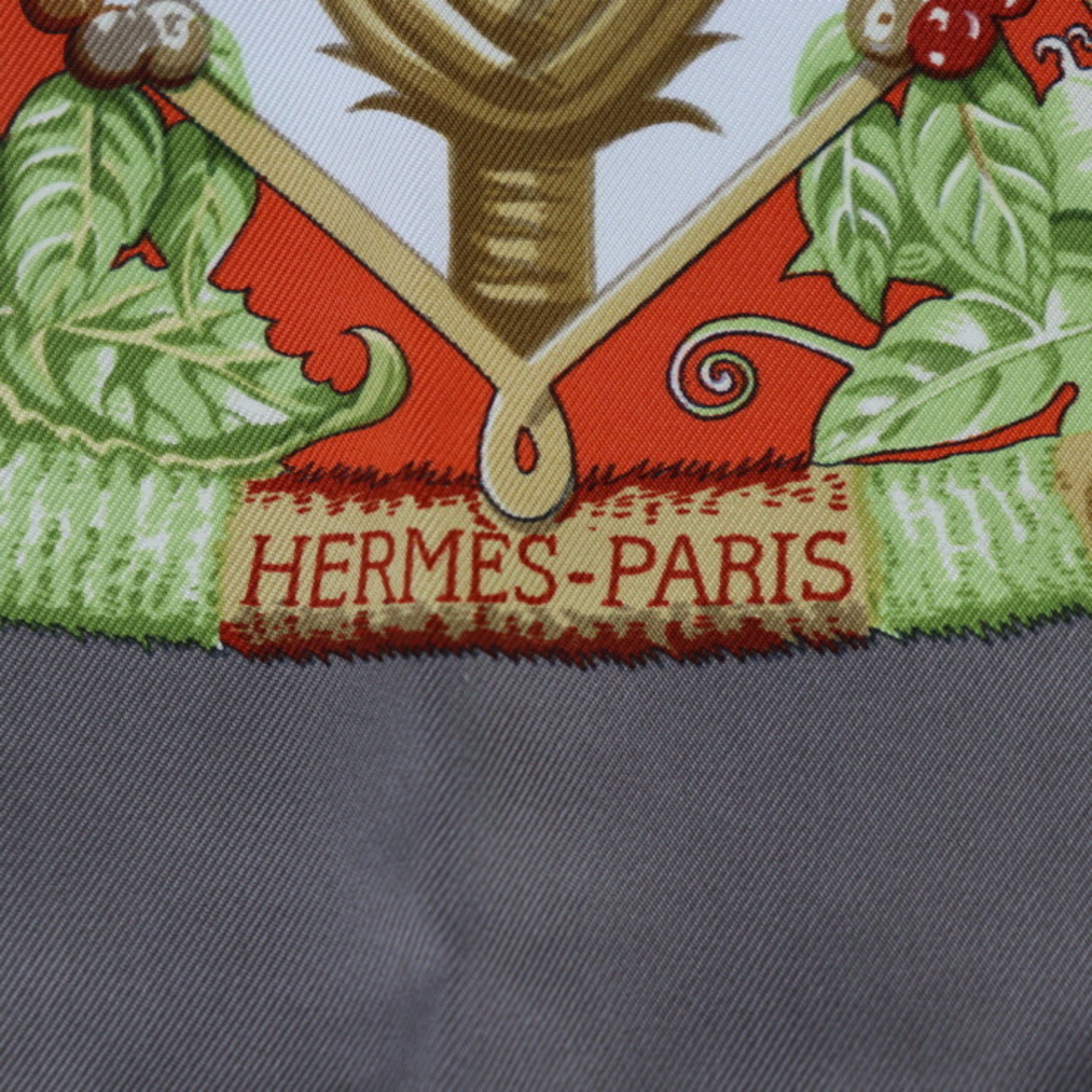 HERMES Hermes Carre 90 ALOHA Scarf - 100% Silk, Grey, Multicolor