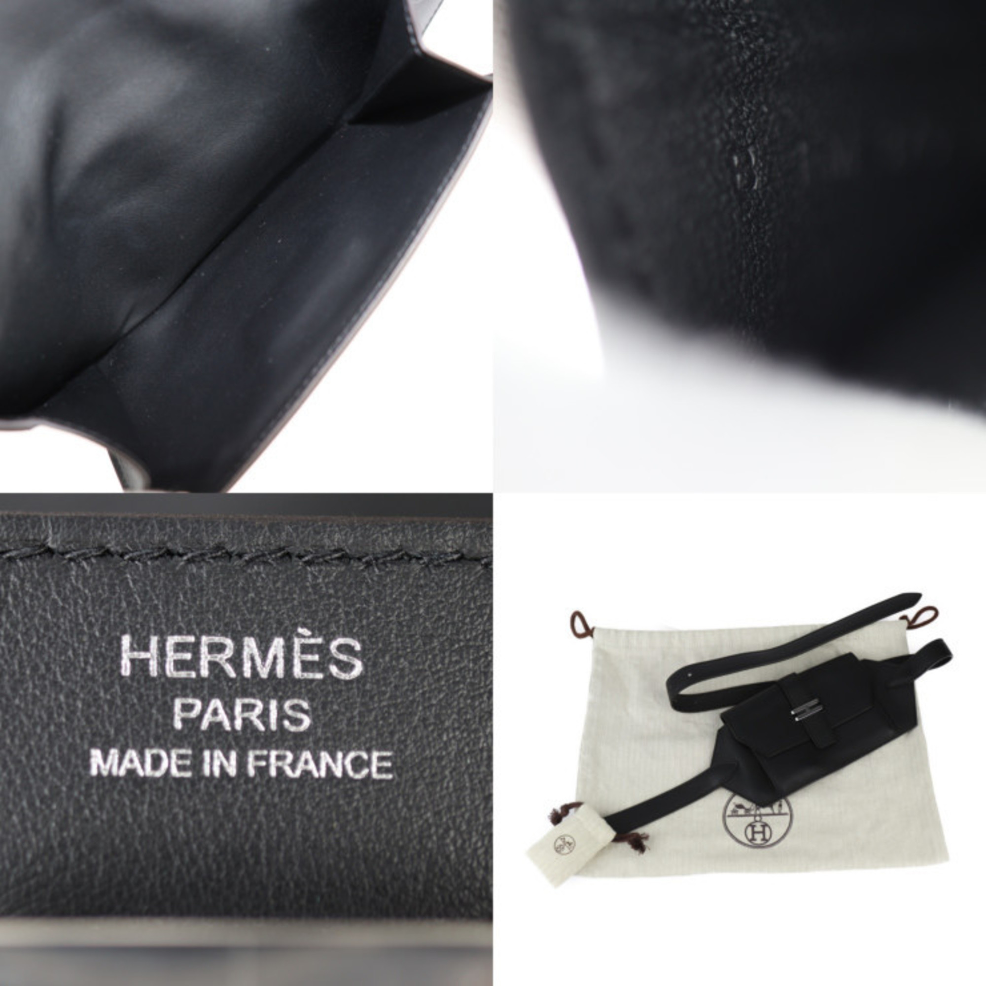 HERMES Hermes Elan Pocket 24 Waist Bag H010612UKABS Veau Swift Black Pouch Belt B Stamp