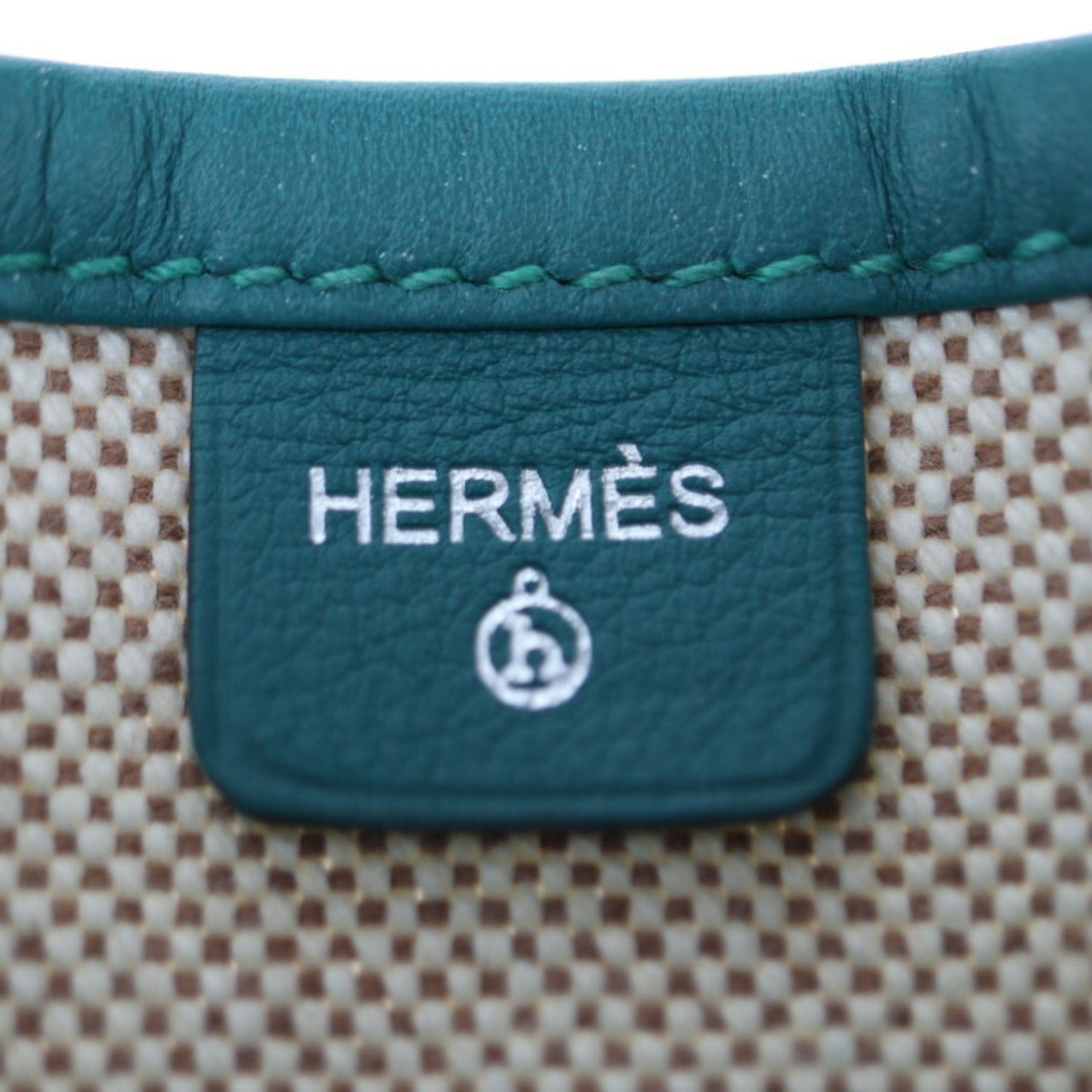 HERMES FLANEUR FOREVER Petit H Pouch - Swift leather, green, beige, flat pouch, passport case, pass case