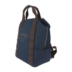 HERMES Hermes Sac de Pansage Groom Backpack Rucksack/Daypack - Toile Chevron Bridle Leather Blue Navy Foo Orange Brown