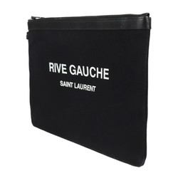 Yves Saint Laurent SAINT LAURENT PARIS Saint Laurent Paris RIVE GAUCHE Second Bag 581369 Canvas Leather Black Wristlet Clutch Pouch