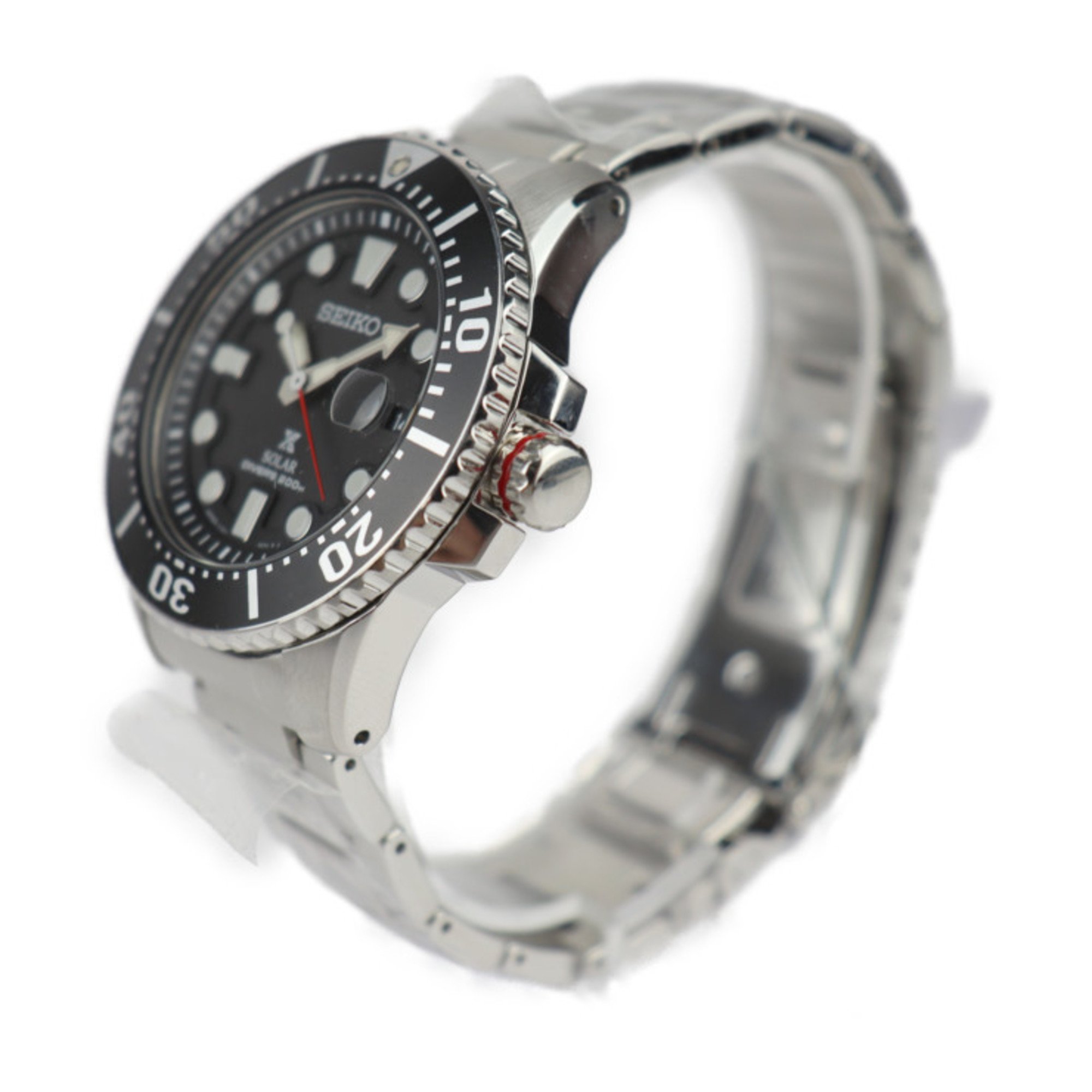 SEIKO PROSPEX Diver Scuba Watch SBDJ017 Stainless Steel Silver Black Dial Date Solar 200m Water Resistant V157-0BT0