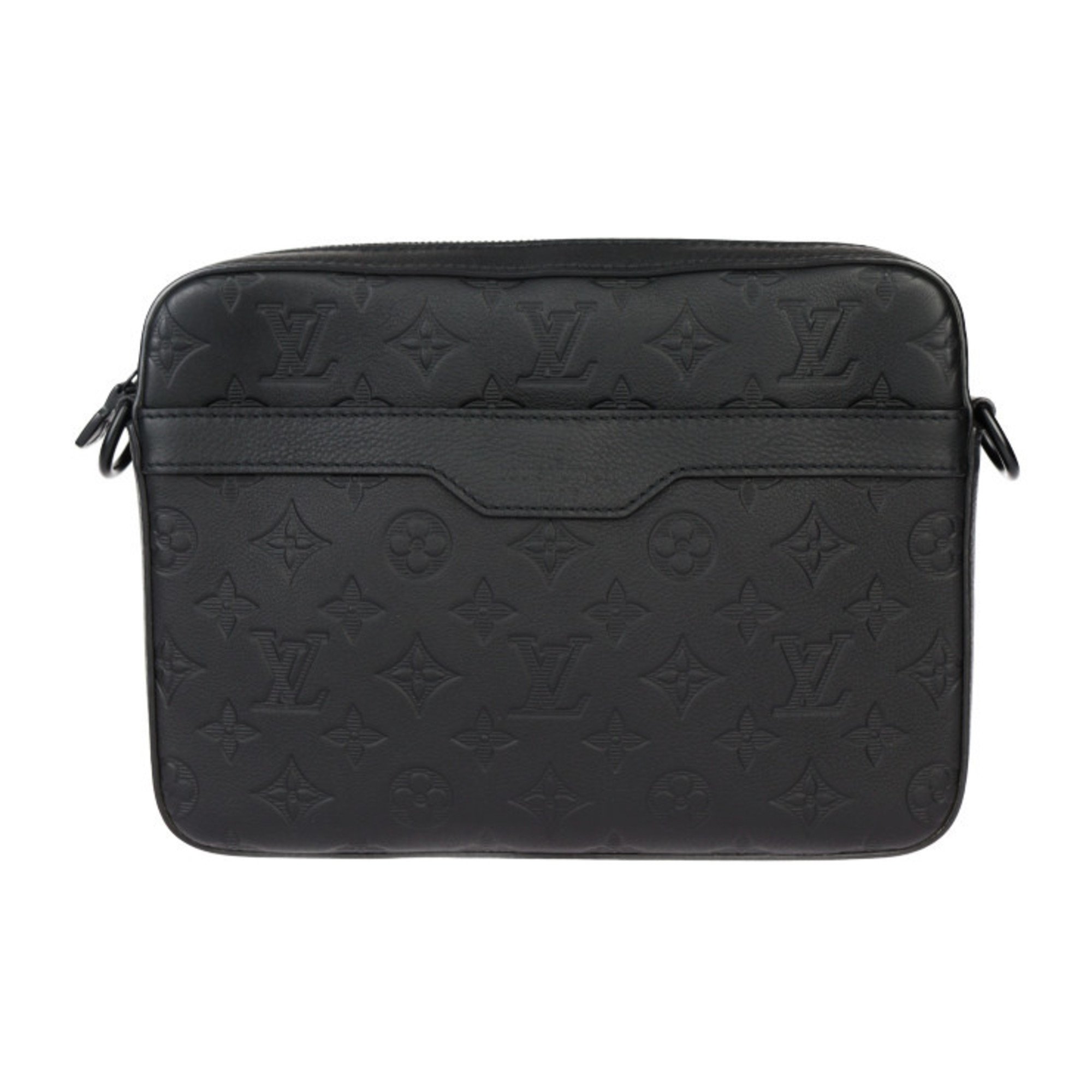 LOUIS VUITTON Louis Vuitton Trio Monogram Shadow Shoulder Bag M46602 Calf Leather Black Crossbody