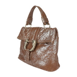 BVLGARI Leoni handbag 31649 leather brown silver shoulder bag