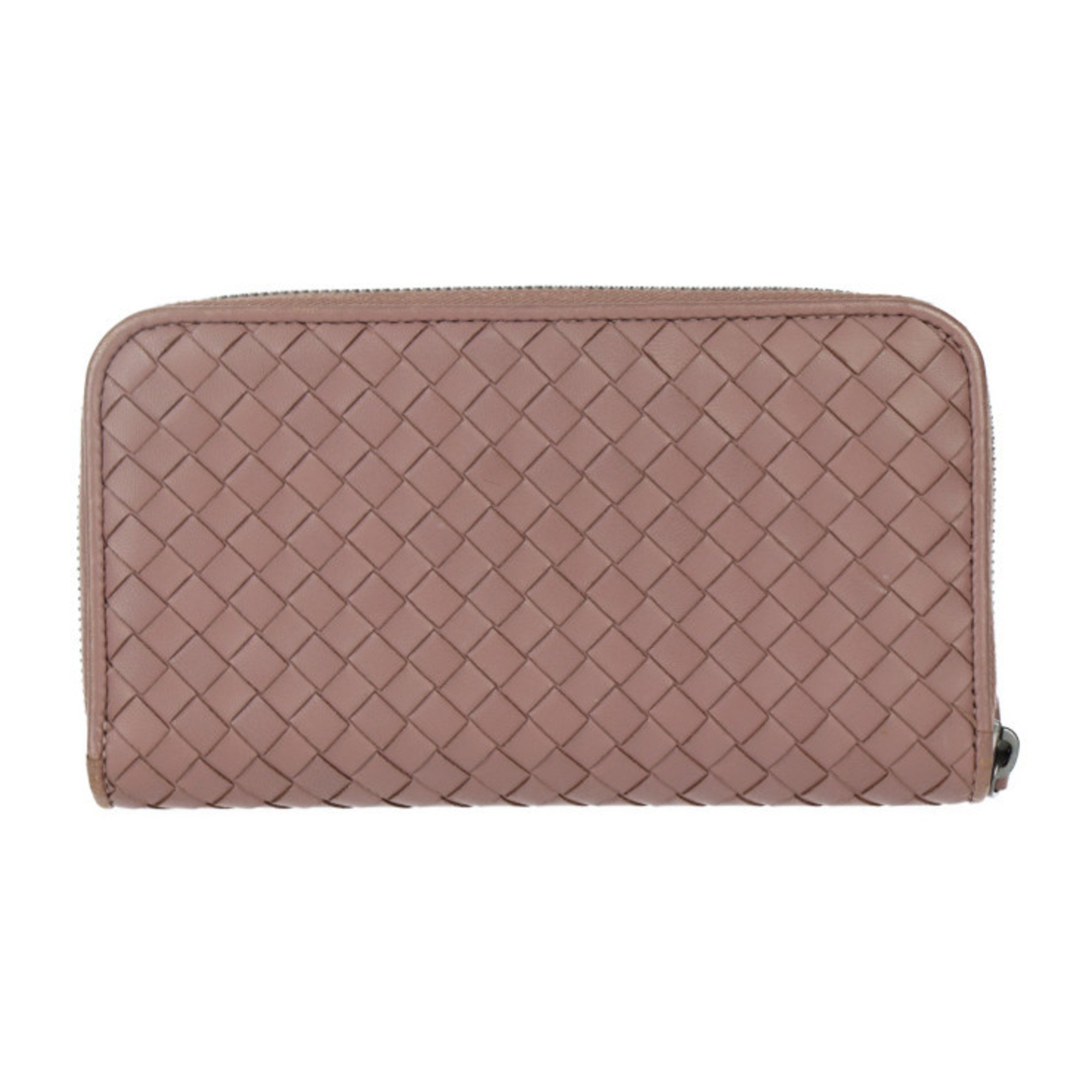 BOTTEGAVENETA Bottega Veneta Zip Around Wallet Long 114076 Leather Dark Pink Beige Round