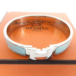 Hermes HERMES Bangle Bracelet Click Clack H Metal Enamel Silver Light Blue Women's s0398