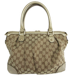 Gucci GUCCI Handbag GG Canvas Leather Beige Gold Light Women's 247902 s0375g