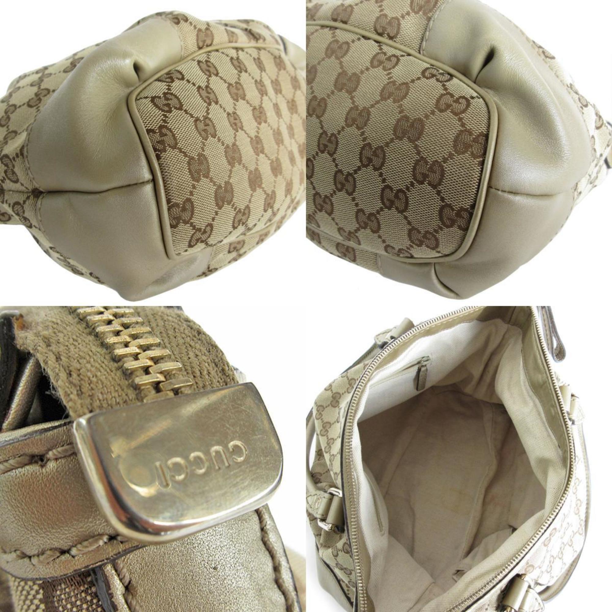 Gucci GUCCI Handbag GG Canvas Leather Beige Gold Light Women's 247902 s0375g