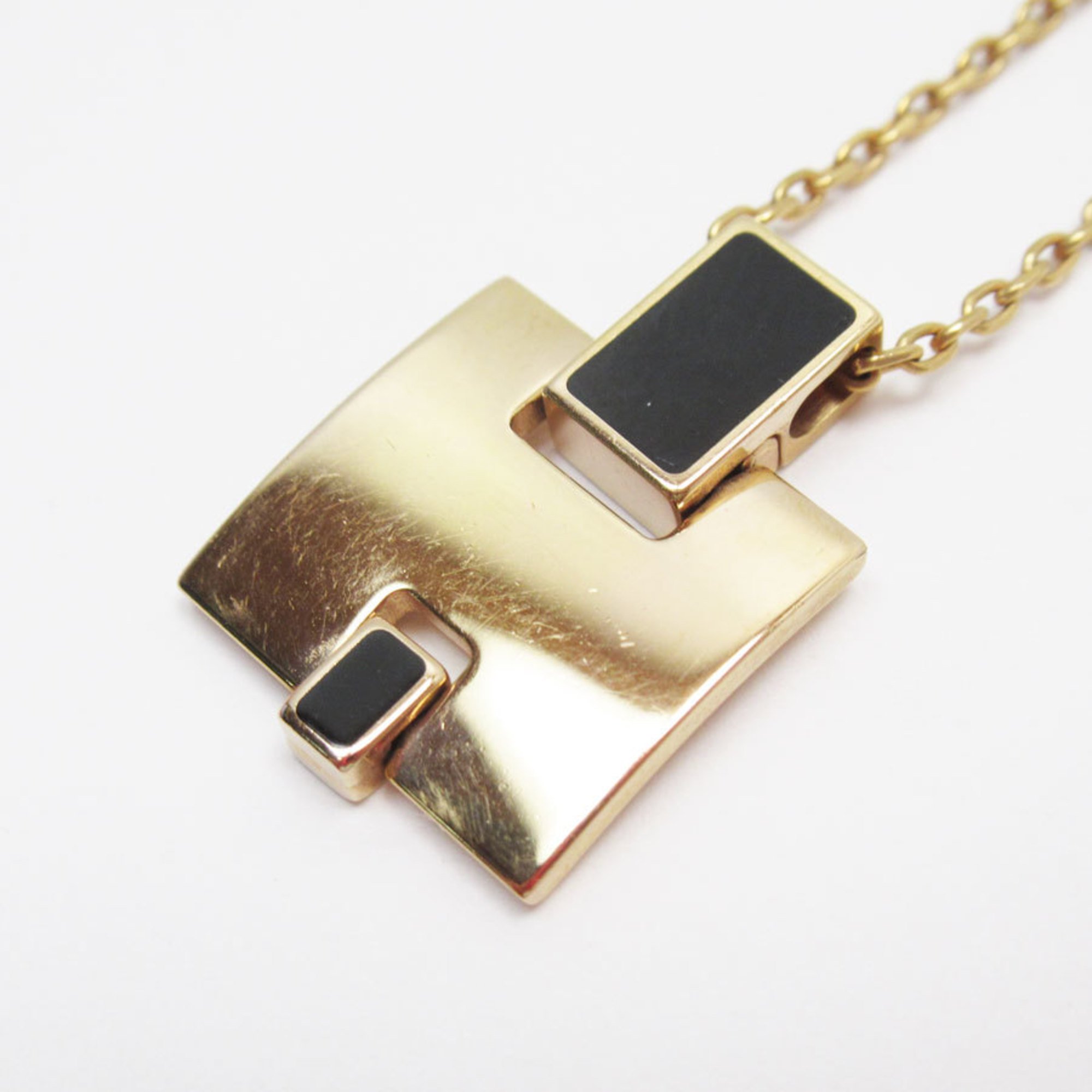 Hermes HERMES Necklace Eileen Metal Pink Gold Black Women's w0783g