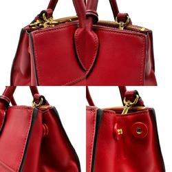 PRADA handbag shoulder bag leather red gold ladies z2575