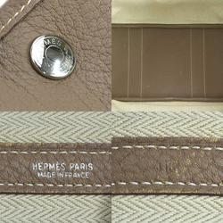 Hermes HERMES Handbag Tote Bag Garden PM Leather Etoupe Silver Women's e59338a