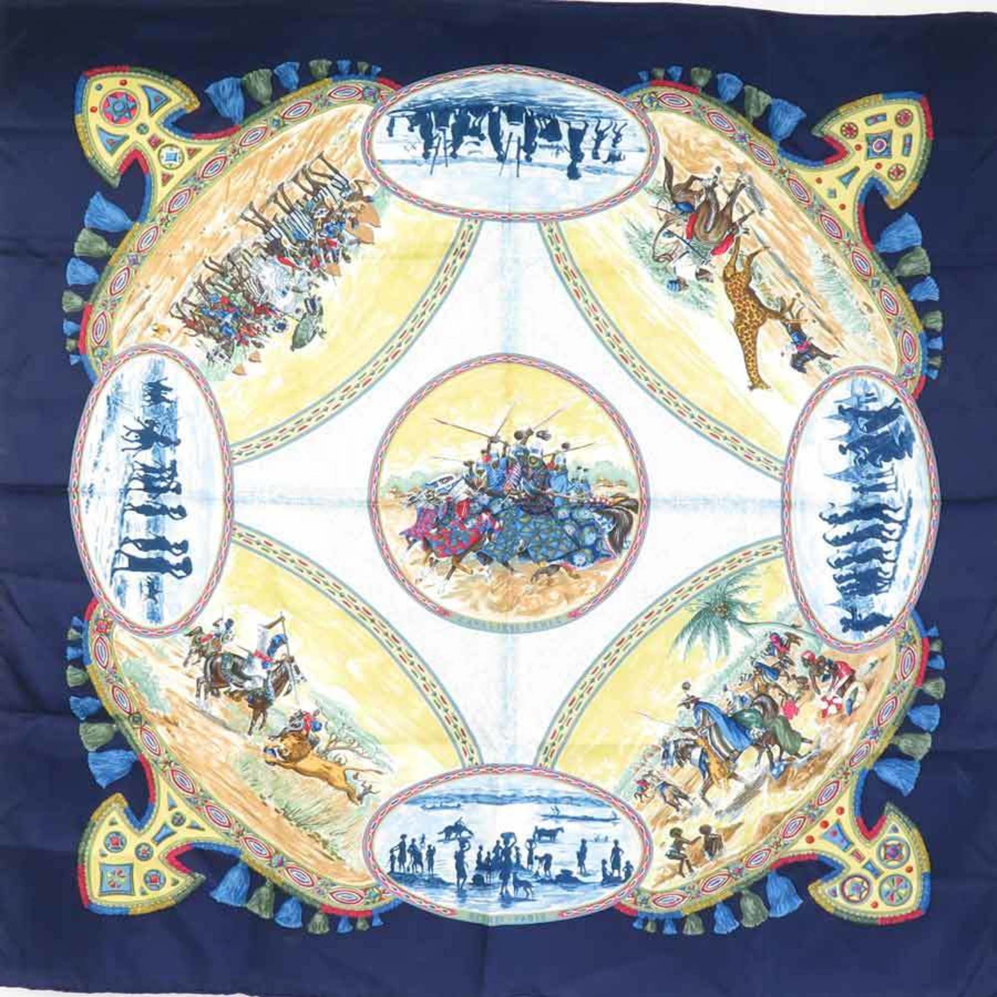 Hermes HERMES Scarf Carre 90 Silk Navy Multicolor Women's e59362a