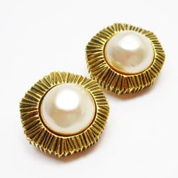 CHANEL Earrings Metal Faux Pearl Gold Off-White Women's w0788a