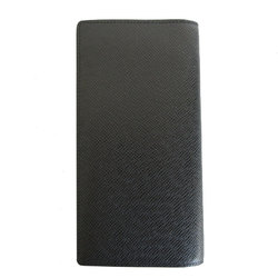 Louis Vuitton LOUIS VUITTON Bi-fold long wallet Taiga Portefeuille Brazza Black Silver Men's s0389j