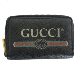 GUCCI Wallet/Coin Case Business Card Holder/Card Leather Black Gold Men Women 496319 s0391a