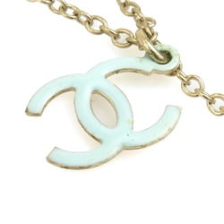 CHANEL Necklace Coco Mark Butterfly Metal Enamel Gold Light Blue Women's e59327a