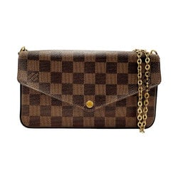 Louis Vuitton LOUIS VUITTON Chain Wallet Damier Pochette Felicie Canvas Ebene Women's N40492 n0497