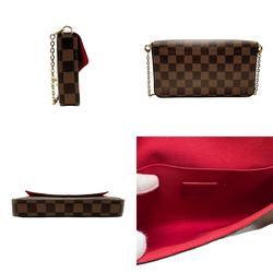 Louis Vuitton LOUIS VUITTON Chain Wallet Damier Pochette Felicie Canvas Ebene Women's N40492 n0497