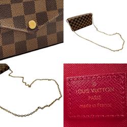 Louis Vuitton LOUIS VUITTON Chain Wallet Damier Pochette Felicie Canvas Ebene Women's N40492 n0497