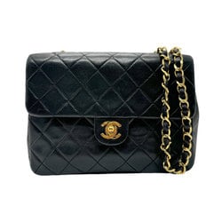 CHANEL Shoulder Bag Matelasse Leather Black Gold Women's z2578