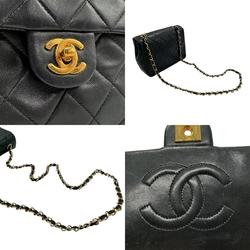 CHANEL Shoulder Bag Matelasse Leather Black Gold Women's z2578