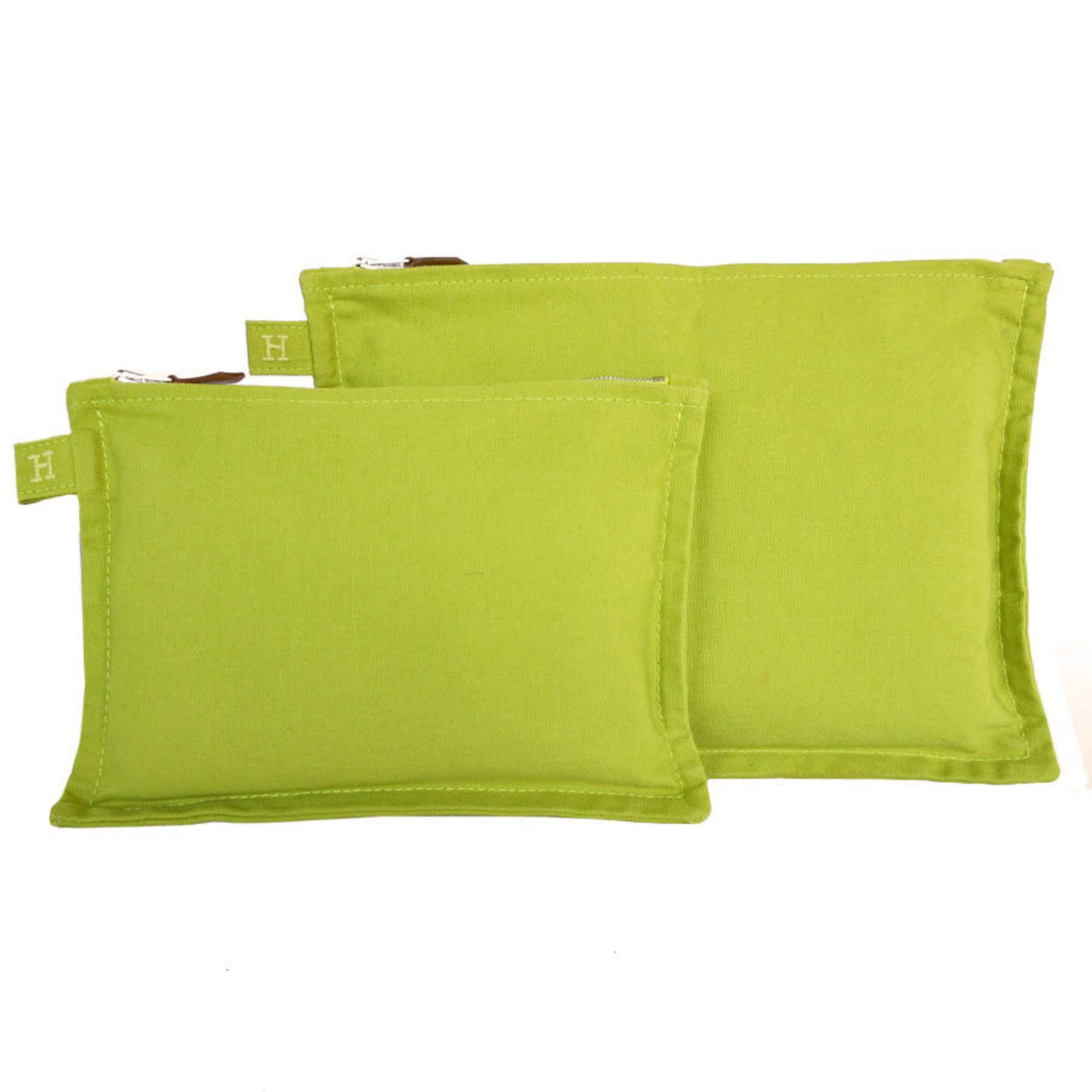 Hermes HERMES Bora pouch 2-piece set cotton yellow green men's women's s0393i