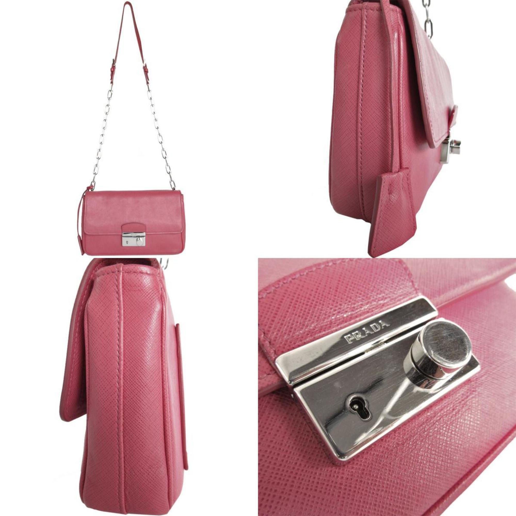 PRADA shoulder bag leather pink silver women's s0377a