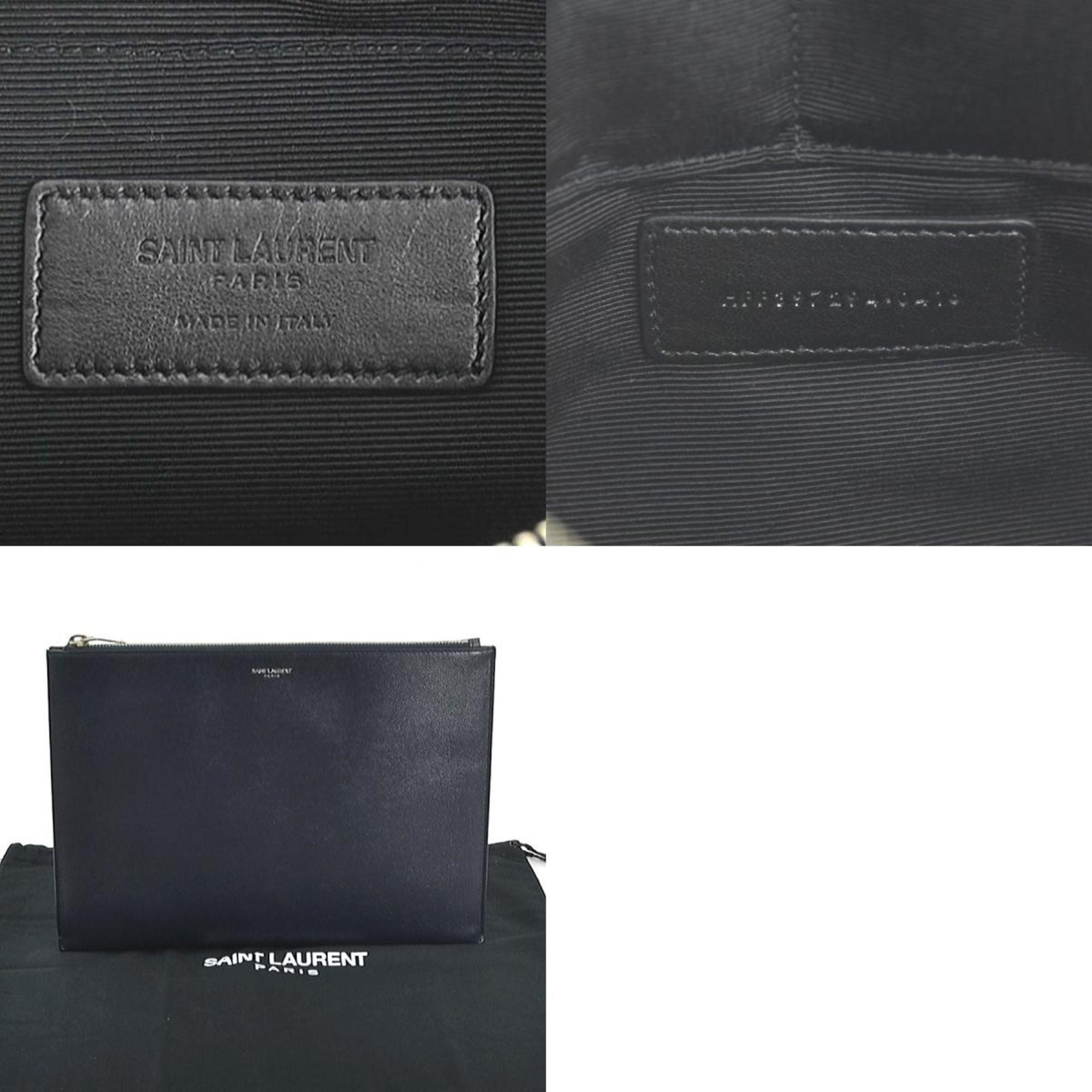 Saint Laurent Clutch Bag Leather Navy Men's 397294 h30584a