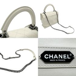 CHANEL handbag shoulder bag leather ivory ladies n0474