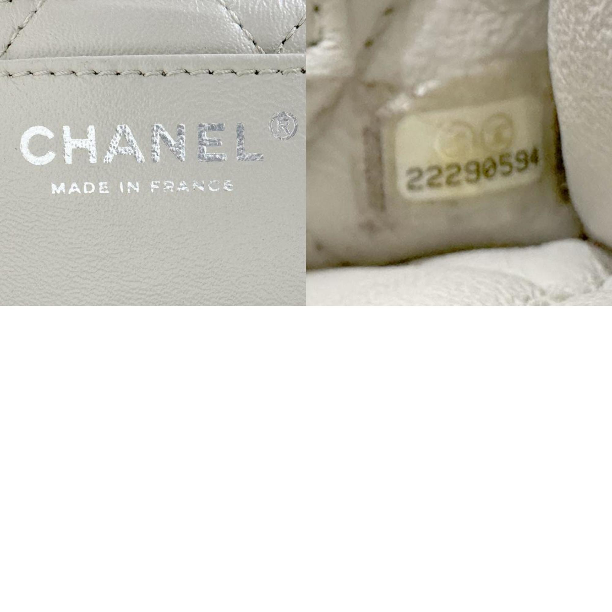 CHANEL handbag shoulder bag leather ivory ladies n0474