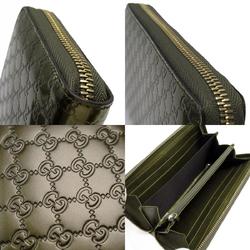 GUCCI Round Long Wallet Micro Guccissima Leather Khaki Gold Men's Women's 308005 w0782g