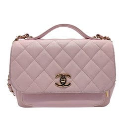 CHANEL Shoulder Bag Affinity Caviar Skin Leather Pink Gold Women's b0094