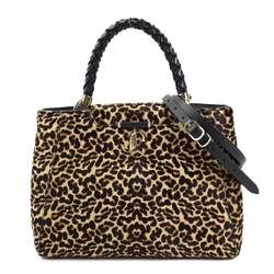 JIMMY CHOO handbag shoulder bag leopard print pony leather brown x black ladies h30589m