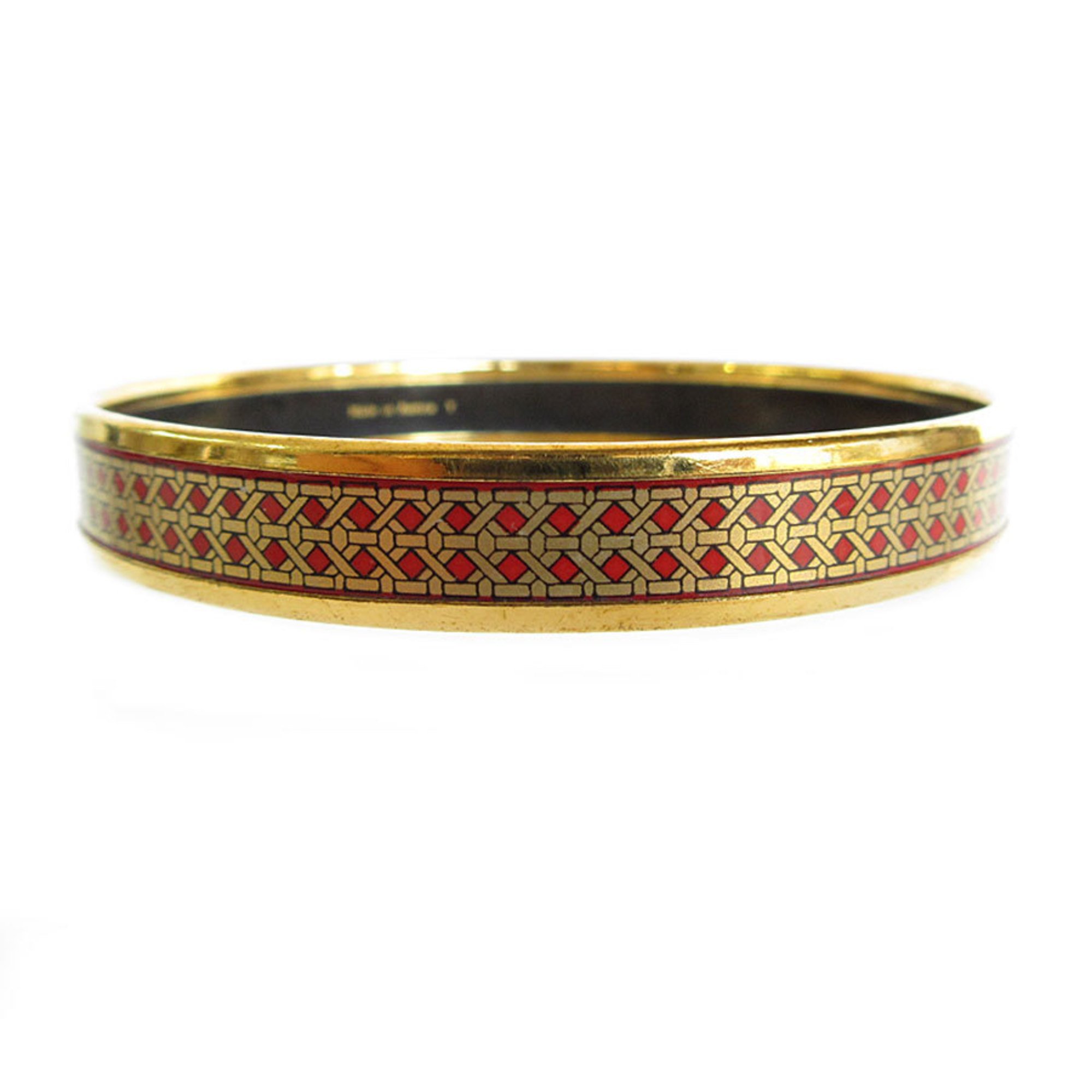 Hermes HERMES bangle bracelet enamel metal gold red ladies s0050m