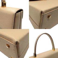 Salvatore Ferragamo handbag shoulder bag Gancini leather light beige women's n0520