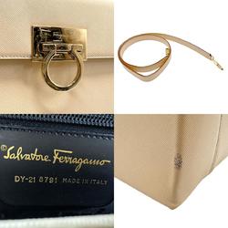 Salvatore Ferragamo handbag shoulder bag Gancini leather light beige women's n0520