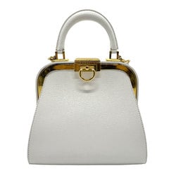 Christian Dior handbag shoulder bag leather white gold ladies b0079