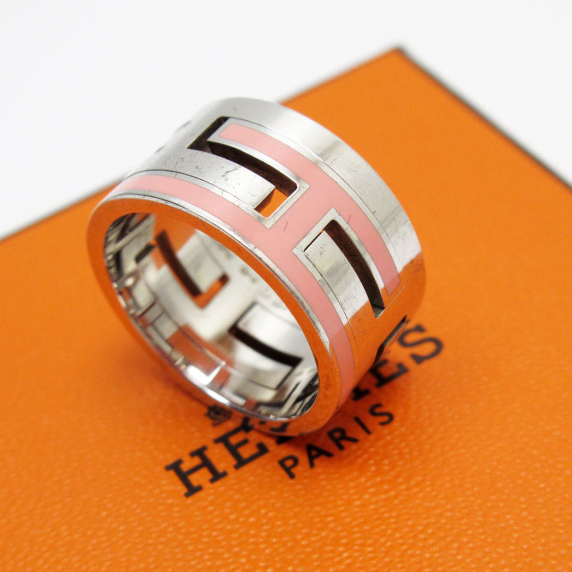 Hermes HERMES Ring Move Ash Silver 925 Enamel Pink Women's w0784g