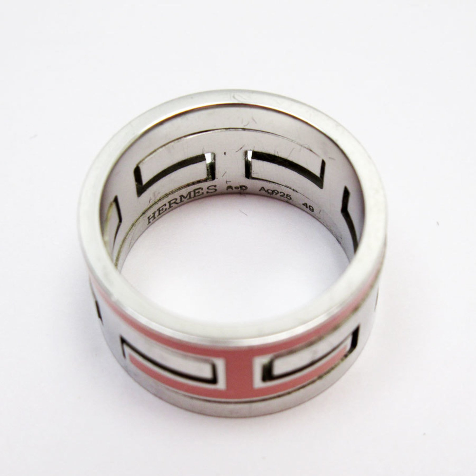 Hermes HERMES Ring Move Ash Silver 925 Enamel Pink Women's w0784g