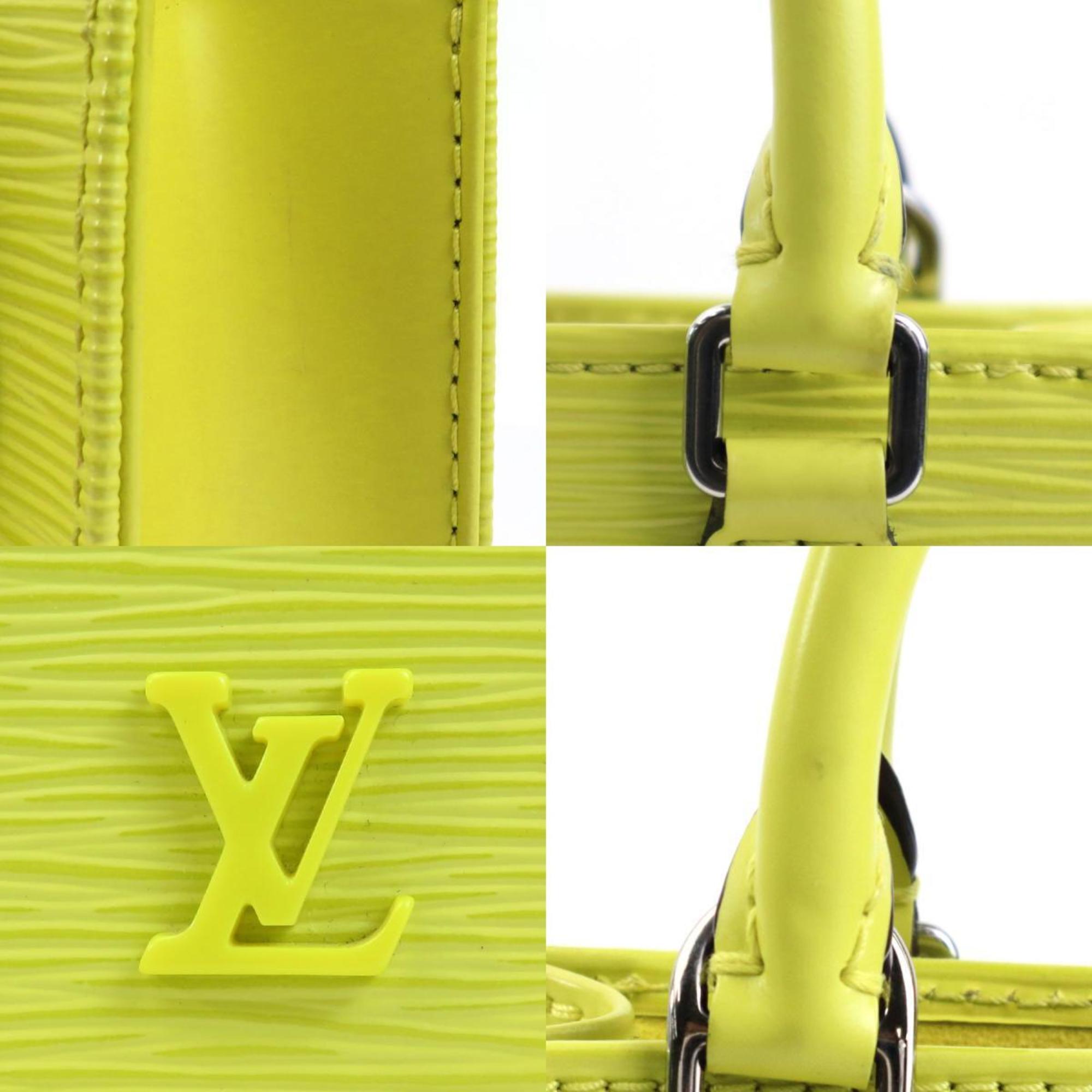 Louis Vuitton LOUIS VUITTON Handbag Shoulder Bag Epi Petite Sac Plat Leather Neon Yellow Silver Women's e59334k